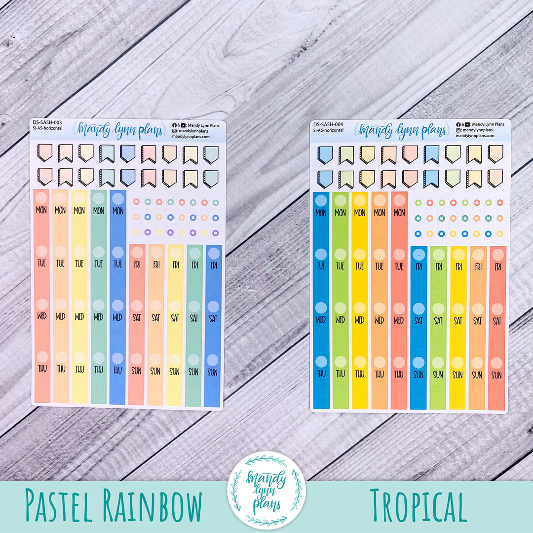 A5 Common Planner Horizontal Weekly Days and Date Cover Strips