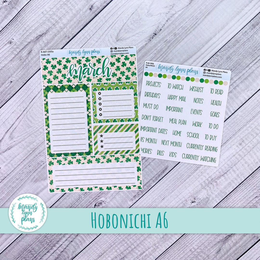 March A6 Hobonichi Dashboard || Vintage Shamrocks || R-A6T-3305