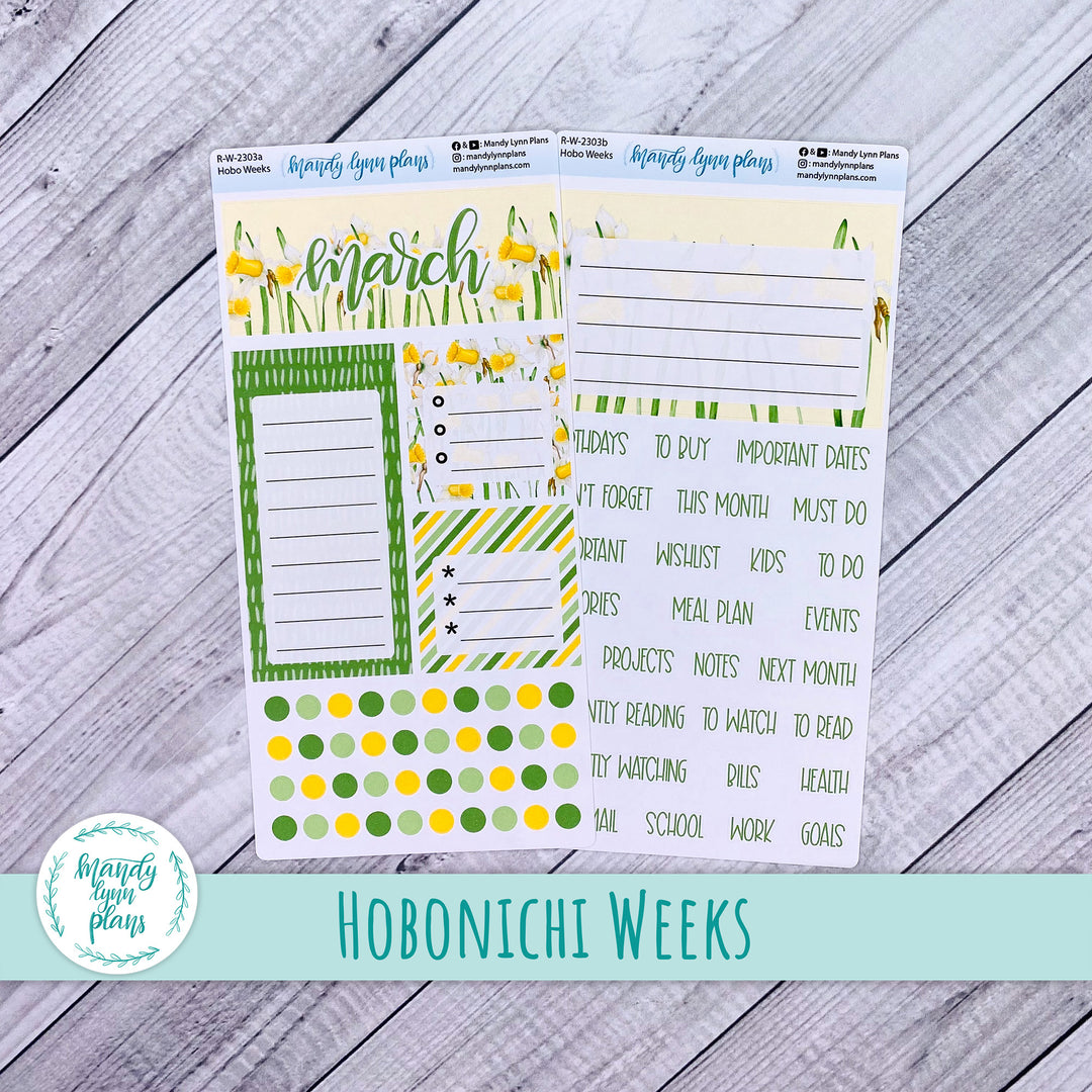 March Hobonichi Weeks Dashboard || Daffodils || R-W-2303