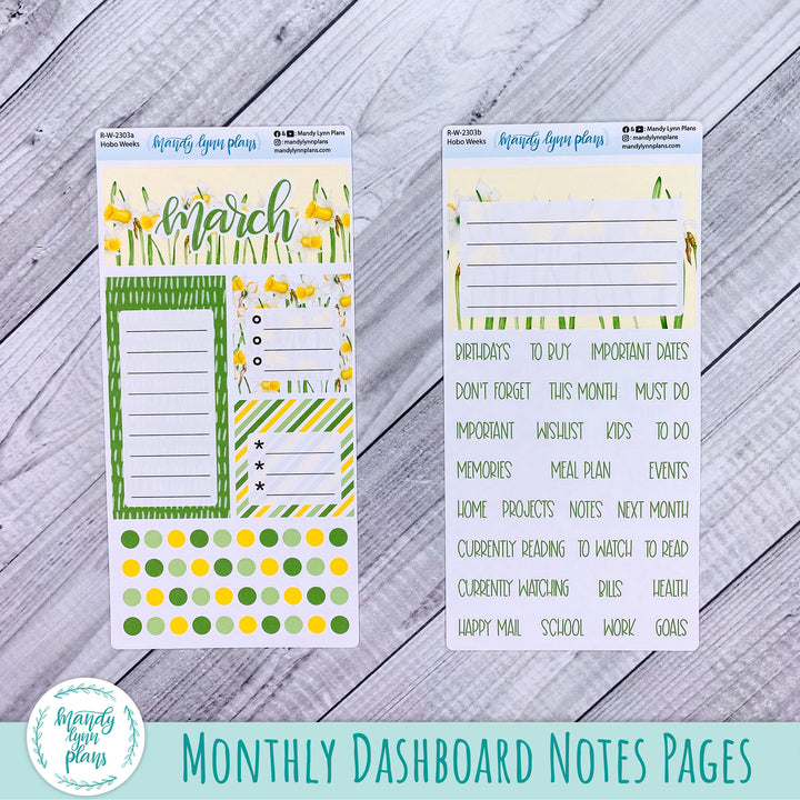 March Hobonichi Weeks Dashboard || Daffodils || R-W-2303