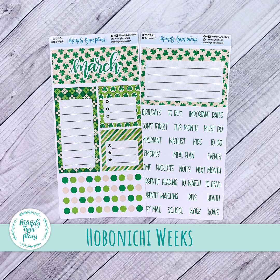 March Hobonichi Weeks Dashboard || Vintage Shamrocks || R-W-2305