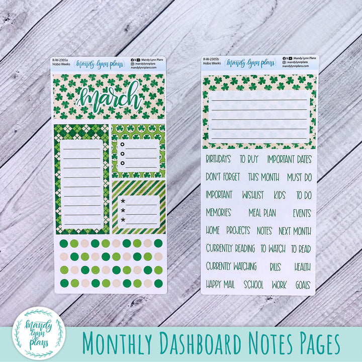 March Hobonichi Weeks Dashboard || Vintage Shamrocks || R-W-2305