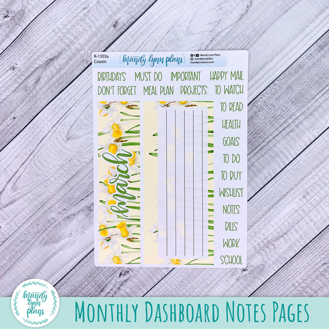 March Hobonichi Cousin Dashboard || Daffodils || R-1303