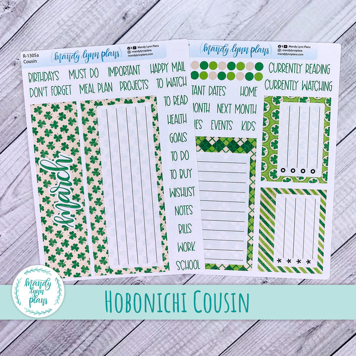 March Hobonichi Cousin Dashboard || Vintage Shamrocks || R-1305