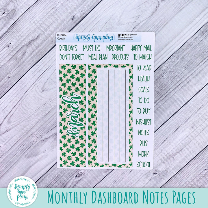 March Hobonichi Cousin Dashboard || Vintage Shamrocks || R-1305