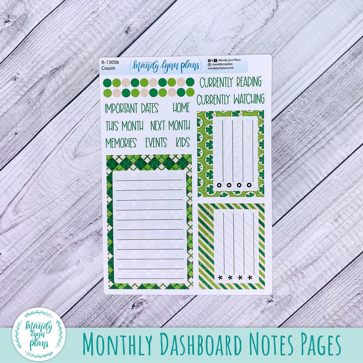 March Hobonichi Cousin Dashboard || Vintage Shamrocks || R-1305