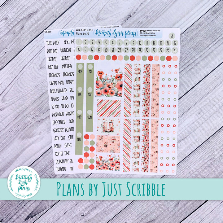 A5 Plans by Just Scribble Weekly Kit || Red Poppies || 301