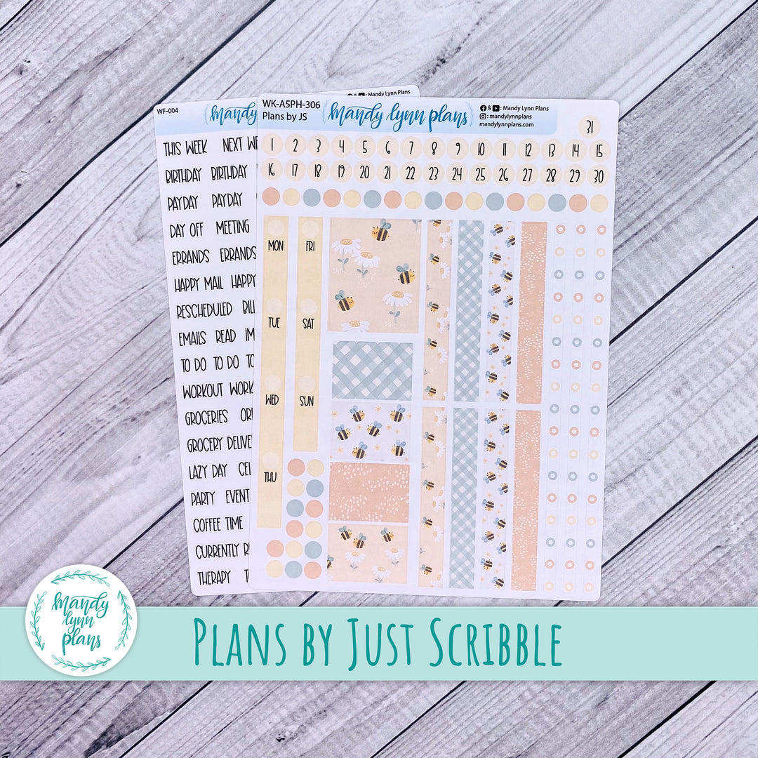 A5 Plans by Just Scribble Weekly Kit || Honey Bees || 306