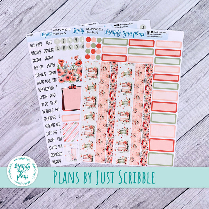 A5 Plans by Just Scribble Weekly Kit || Red Poppies || 301