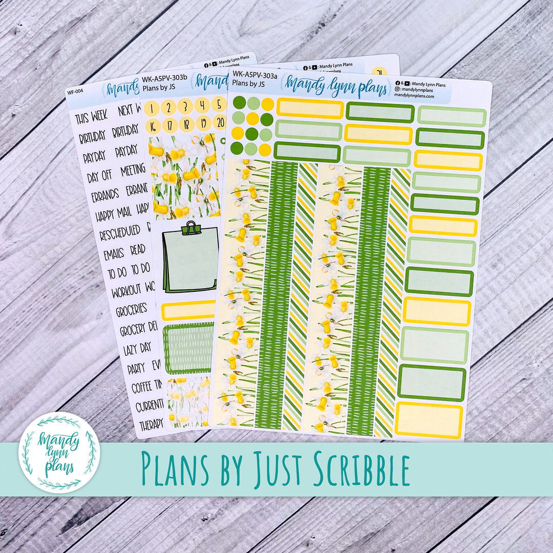 A5 Plans by Just Scribble Weekly Kit || Daffodils || 303