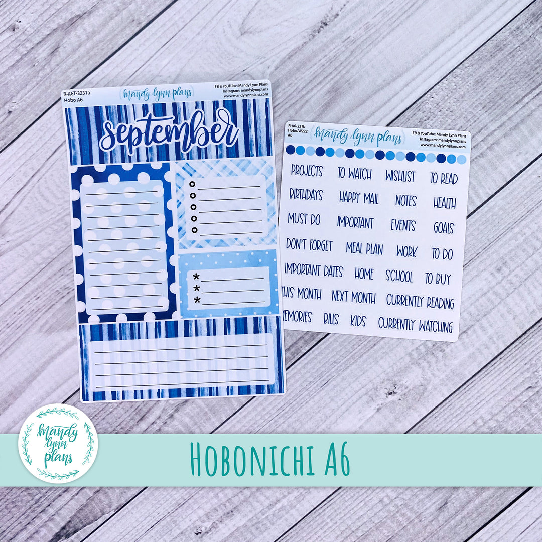 September A6 Hobonichi Dashboard || Azure Blue || R-A6T-3231