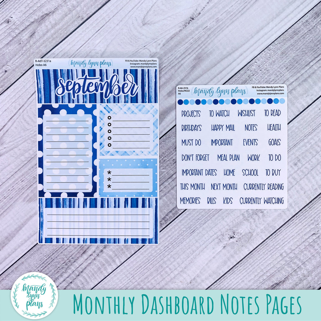 September A6 Hobonichi Dashboard || Azure Blue || R-A6T-3231