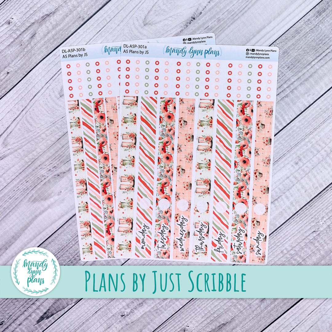 A5 Plans by Just Scribble Daily Kit || Red Poppies || DL-A5P-301