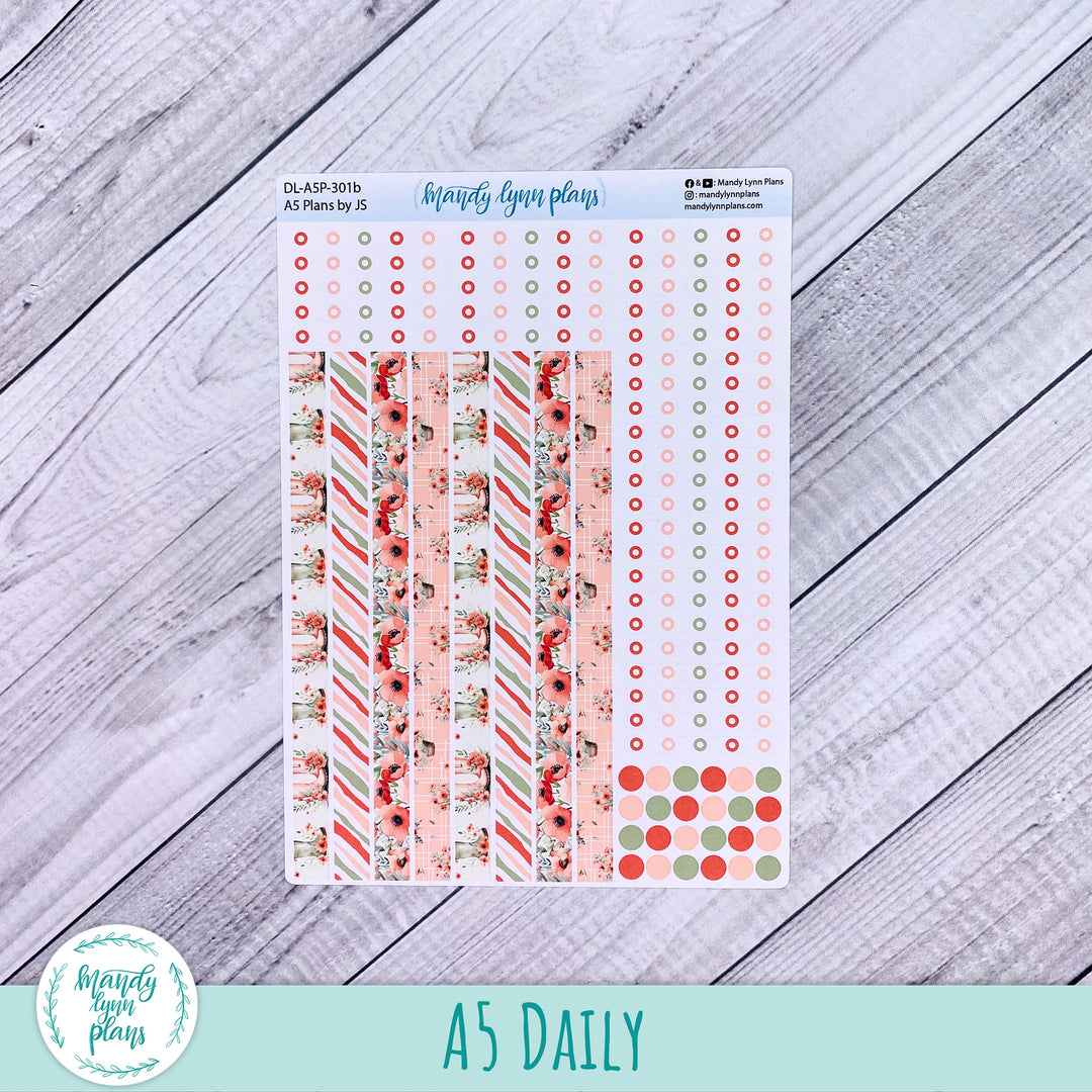 A5 Plans by Just Scribble Daily Kit || Red Poppies || DL-A5P-301