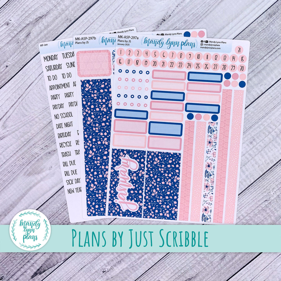 January 2025 Plans by Just Scribble Monthly || Dainty Floral || MK-A5P-297