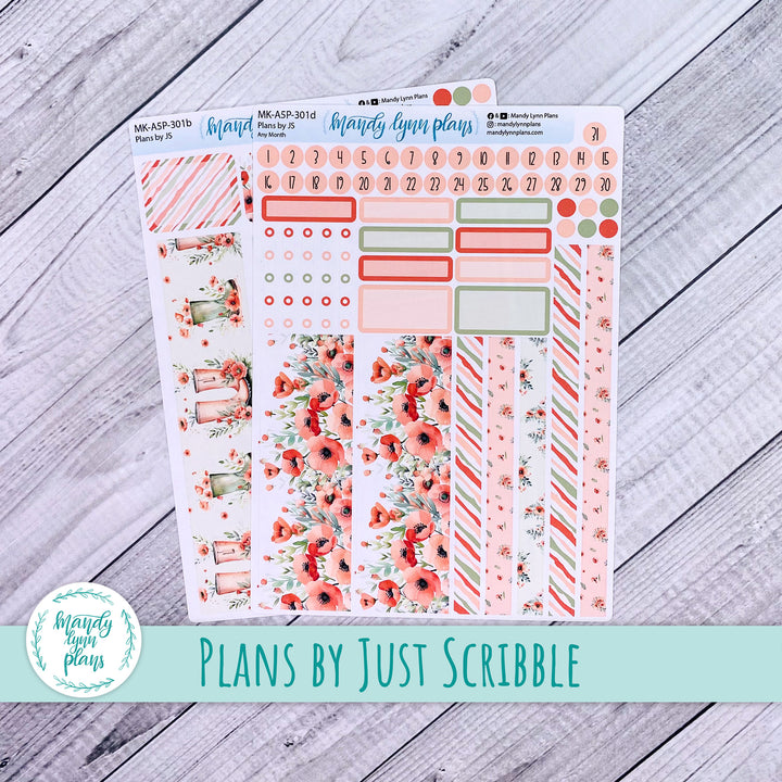 Any Month Plans by Just Scribble Monthly Kit || Red Poppies || MK-A5P-301