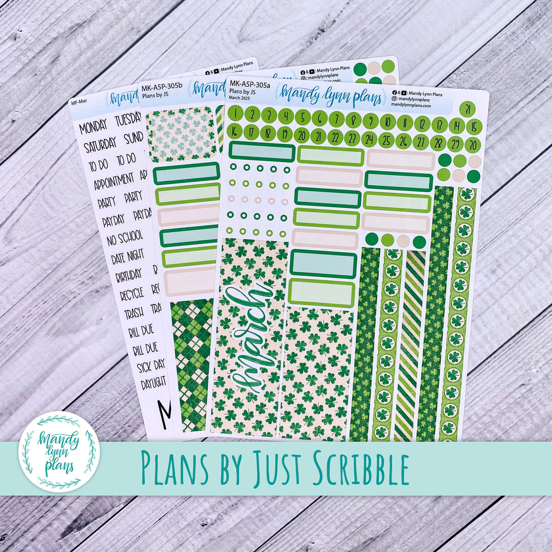 March 2025 Plans by Just Scribble Monthly || Vintage Shamrocks || MK-A5P-305