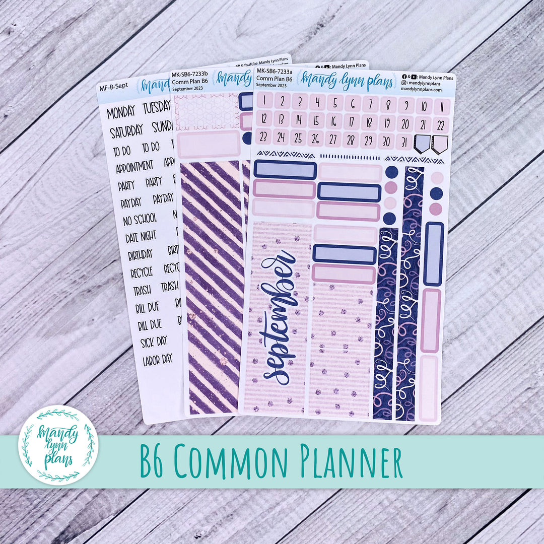 September 2023 B6 Common Planner Monthly Kit || Purple and Glitter || MK-SB6-7233