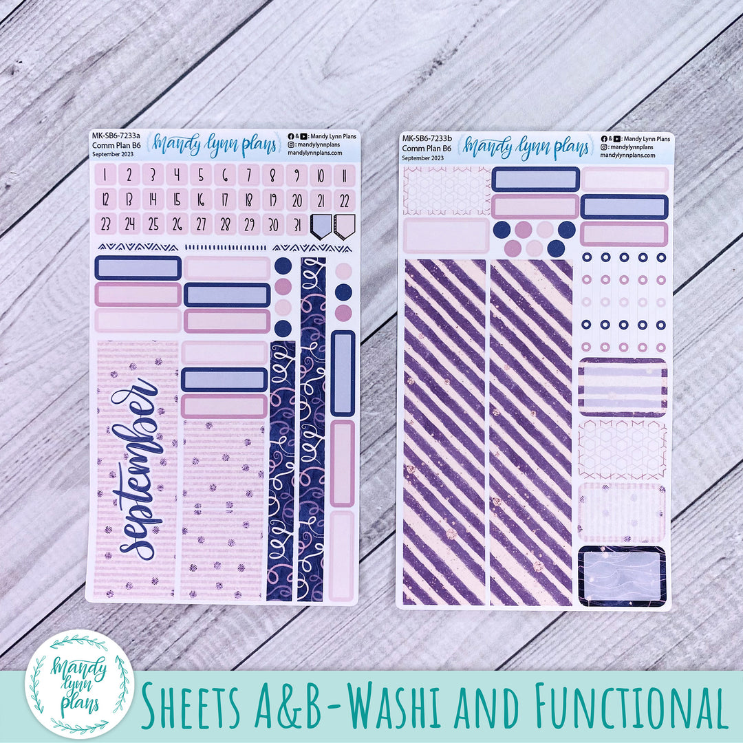 September 2023 B6 Common Planner Monthly Kit || Purple and Glitter || MK-SB6-7233