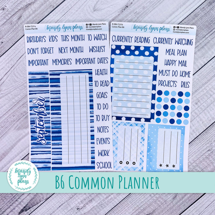 September B6 Common Planner Dashboard || Azure Blue || R-SB6-7231