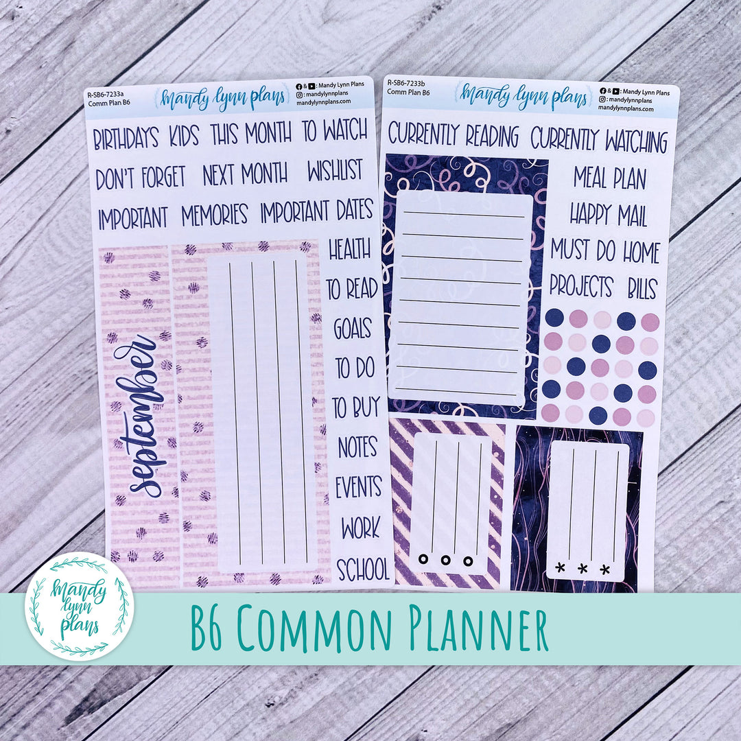 September B6 Common Planner Dashboard || Purple and Glitter || R-SB6-7233