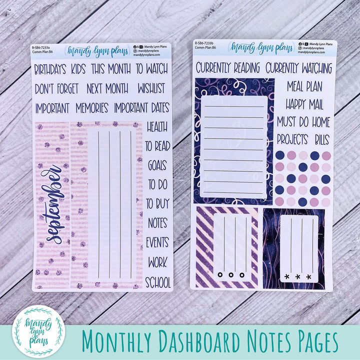 September B6 Common Planner Dashboard || Purple and Glitter || R-SB6-7233