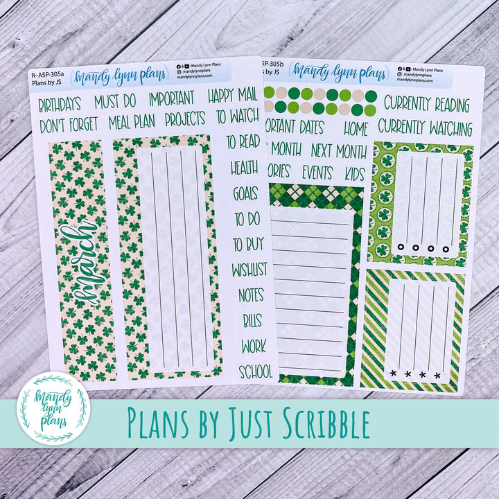 March Plans by Just Scribble Dashboard || Vintage Shamrocks || R-A5P-305