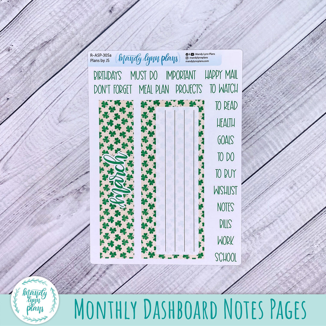 March Plans by Just Scribble Dashboard || Vintage Shamrocks || R-A5P-305