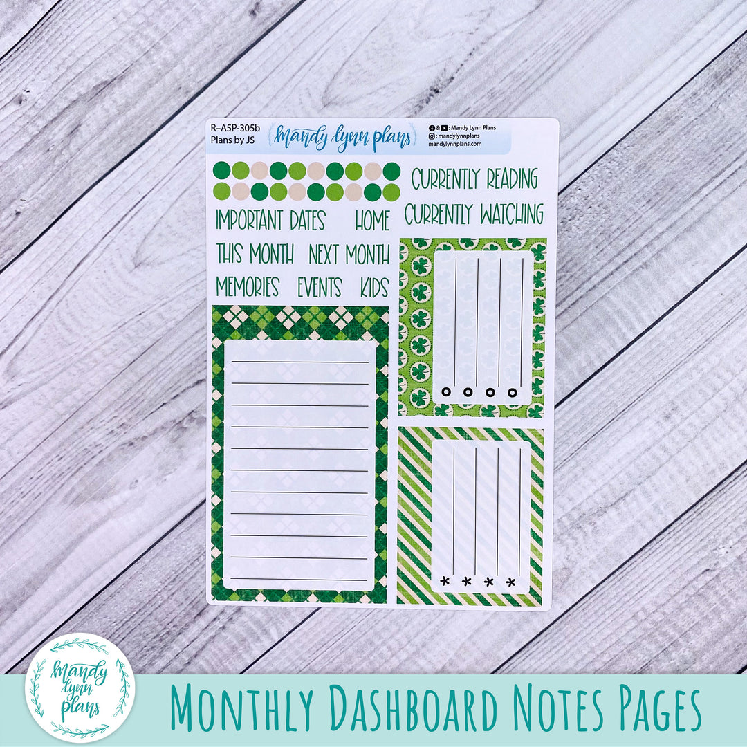 March Plans by Just Scribble Dashboard || Vintage Shamrocks || R-A5P-305