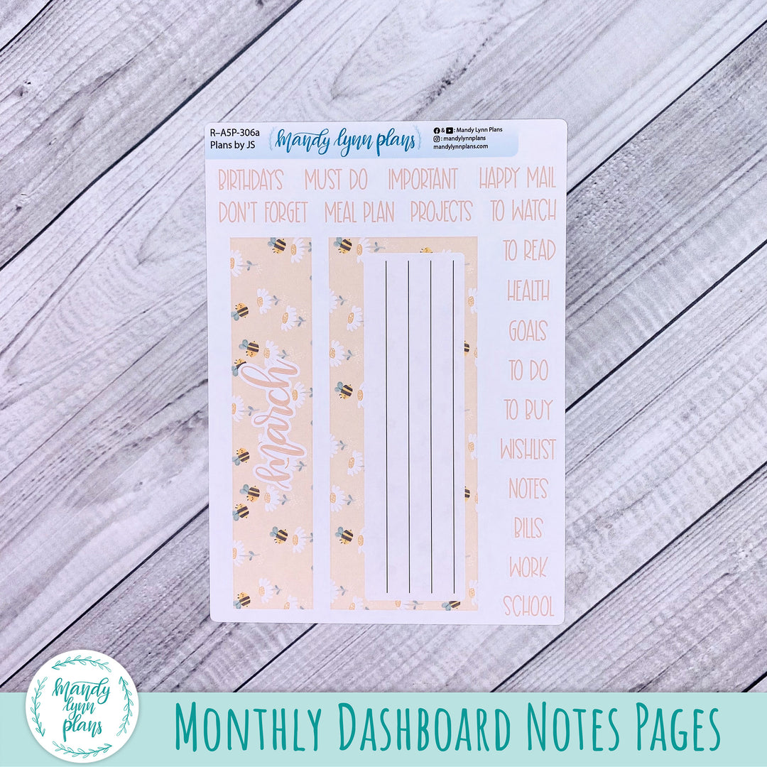 March Plans by Just Scribble Dashboard || Honey Bees || R-A5P-306