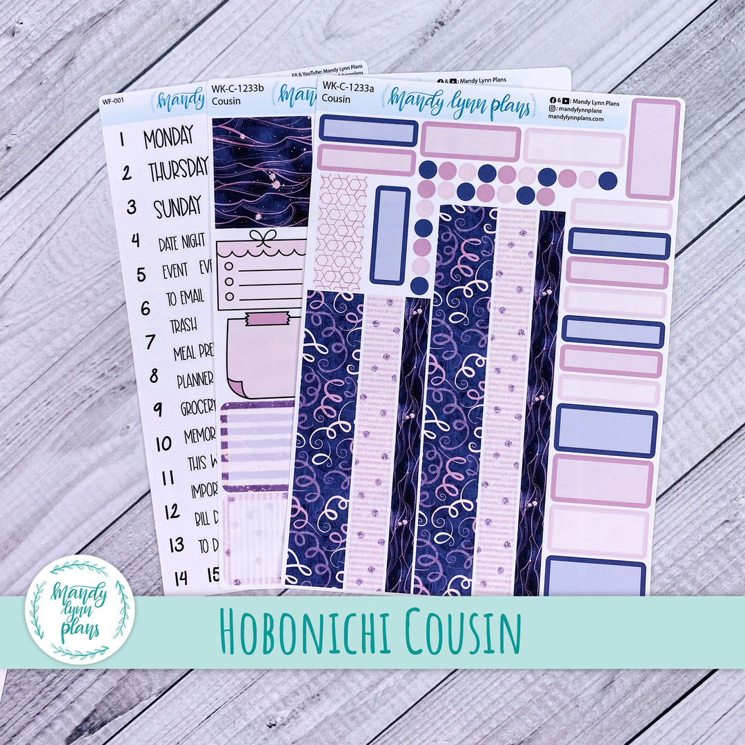 Hobonichi Cousin Weekly Kit || Purple and Glitter || WK-C-1233