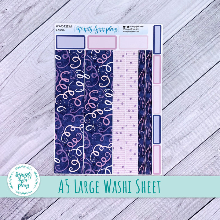 Purple and Glitter Large Washi Sheet || WK-C-1233D