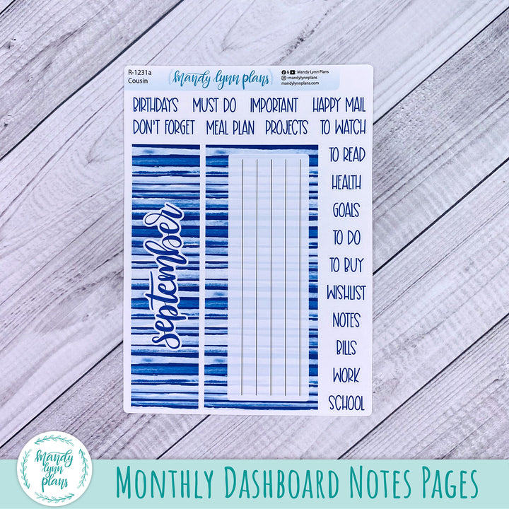 September Hobonichi Cousin Dashboard || Azure Blue || R-1231