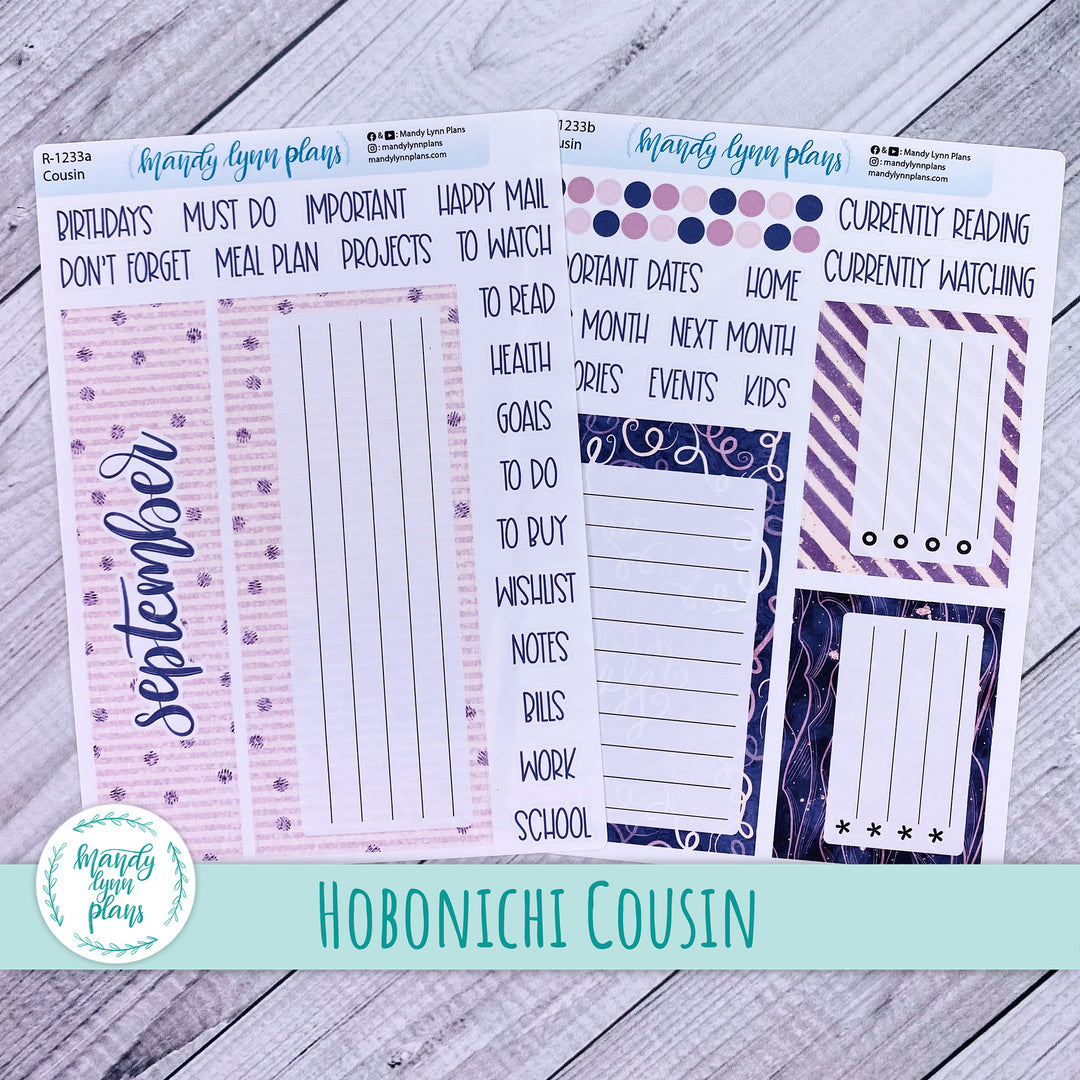 September Hobonichi Cousin Dashboard || Purple and Glitter || R-1233