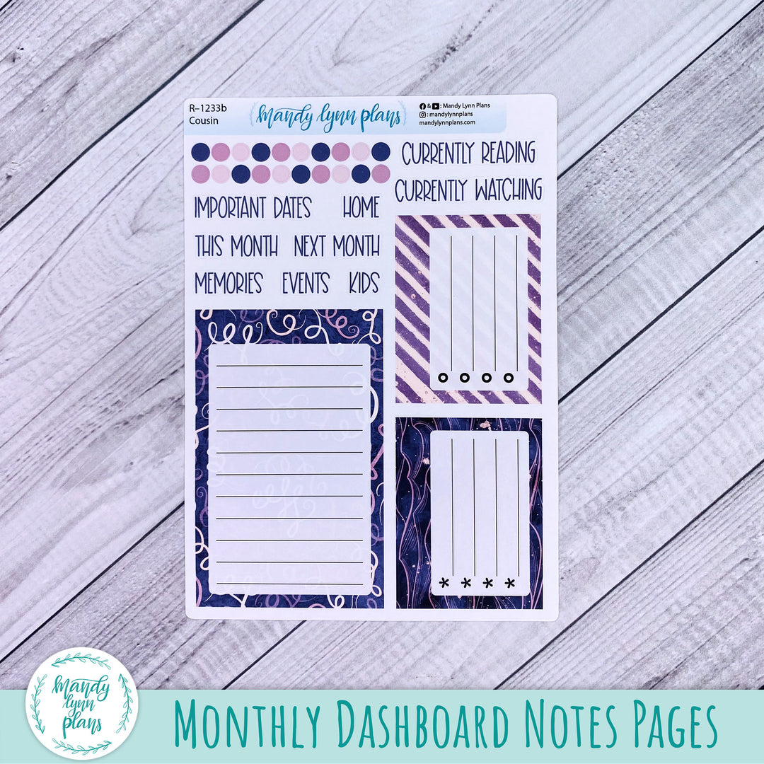 September Hobonichi Cousin Dashboard || Purple and Glitter || R-1233