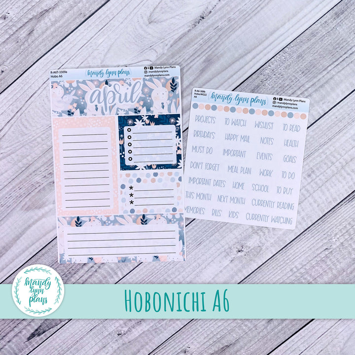 April A6 Hobonichi Dashboard || Bunny Bliss || R-A6T-3309