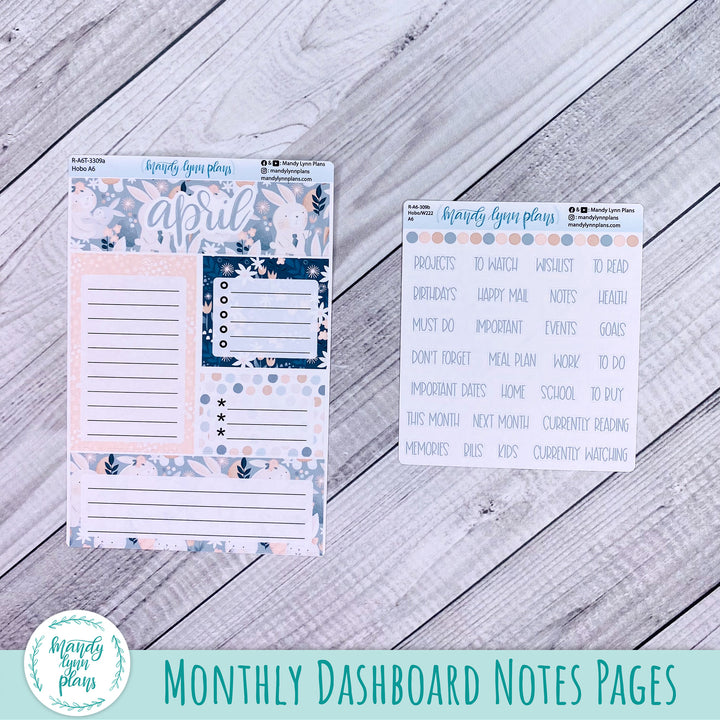 April A6 Hobonichi Dashboard || Bunny Bliss || R-A6T-3309