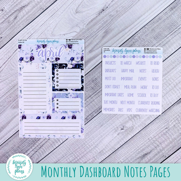 April A6 Hobonichi Dashboard || Elegant Botanicals || R-A6T-3310