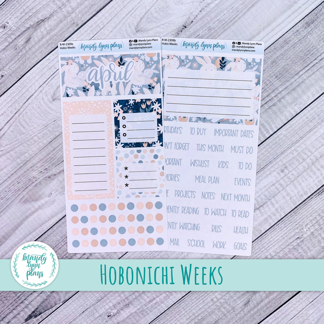 April Hobonichi Weeks Dashboard || Bunny Bliss || R-W-2309