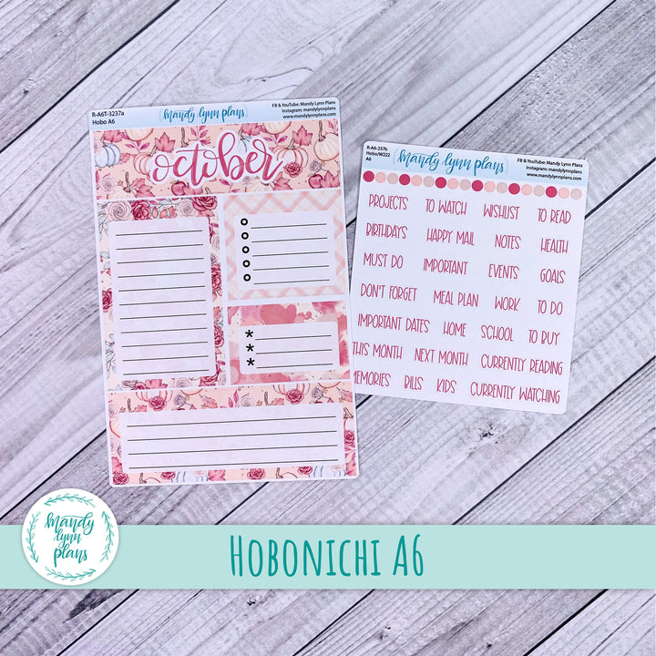 October A6 Hobonichi Dashboard || Fall Blush || R-A6T-3237