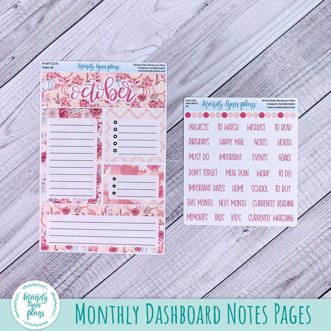 October A6 Hobonichi Dashboard || Fall Blush || R-A6T-3237