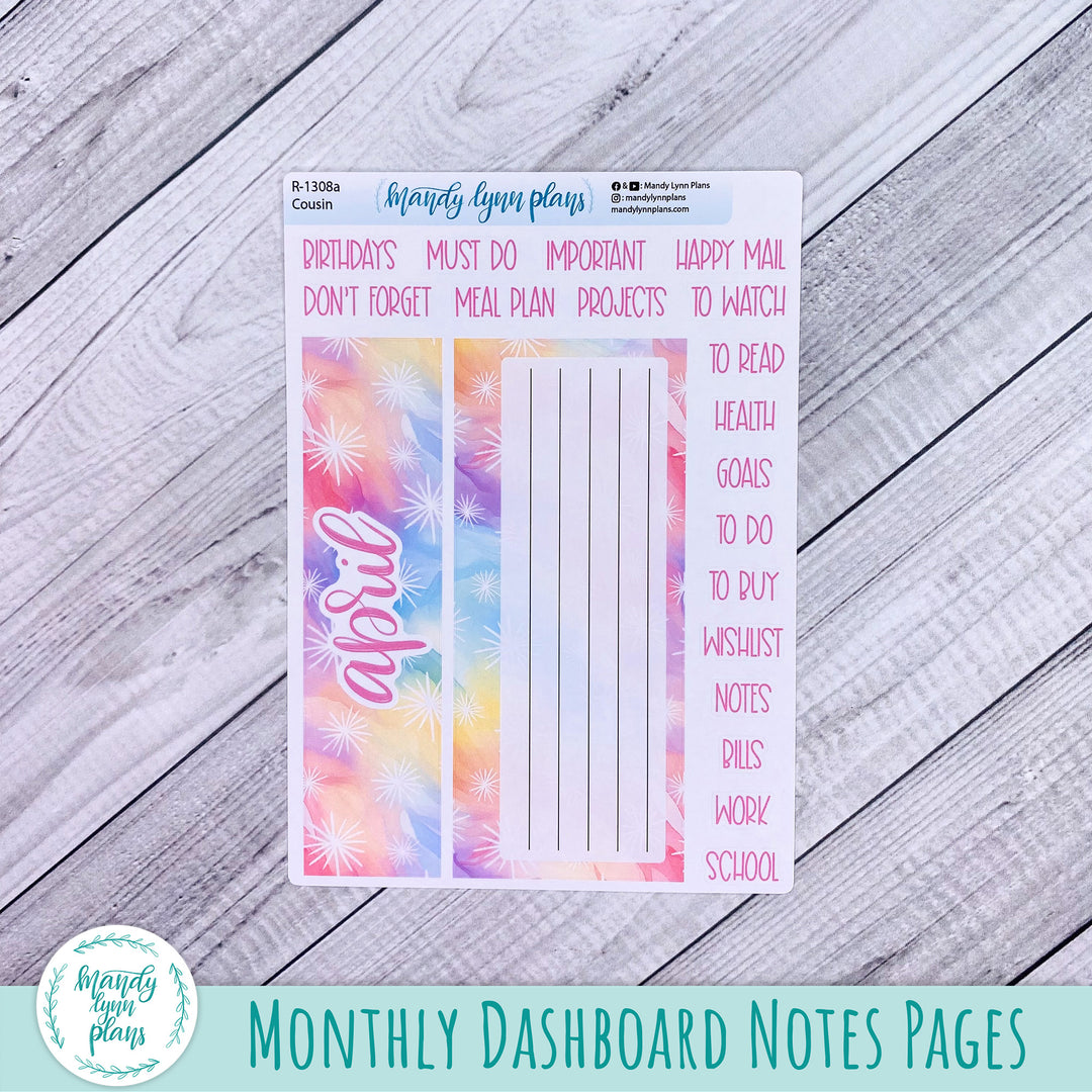 April Hobonichi Cousin Dashboard || Watercolor Wonder || R-1308