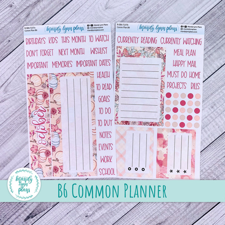 October B6 Common Planner Dashboard || Fall Blush || R-SB6-7237