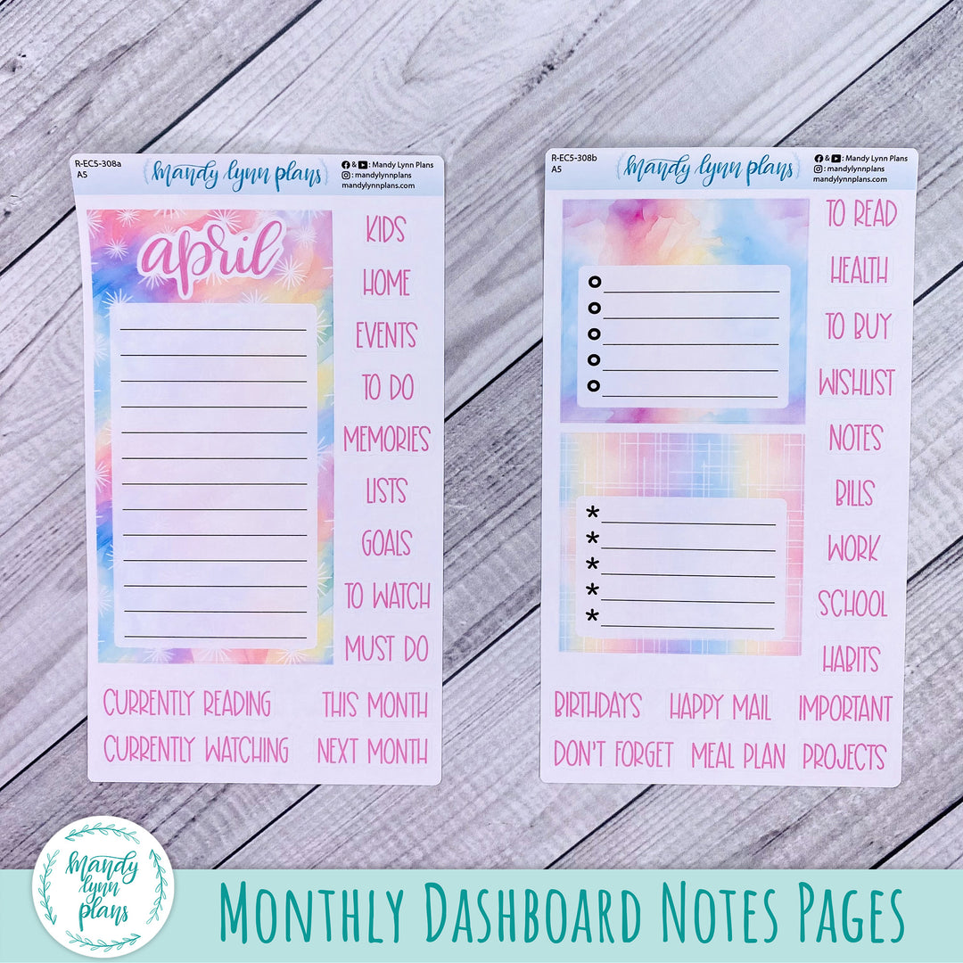 April EC A5 Dashboard Kit || Watercolor Wonder || R-EC5-308