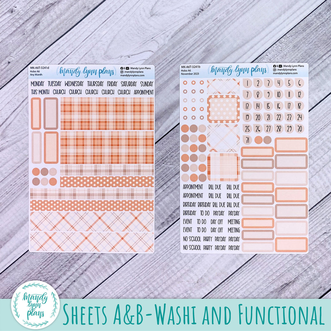 Any Month Hobonichi A6 Monthly Kit || Pumpkin Plaid || MK-A6T-3241