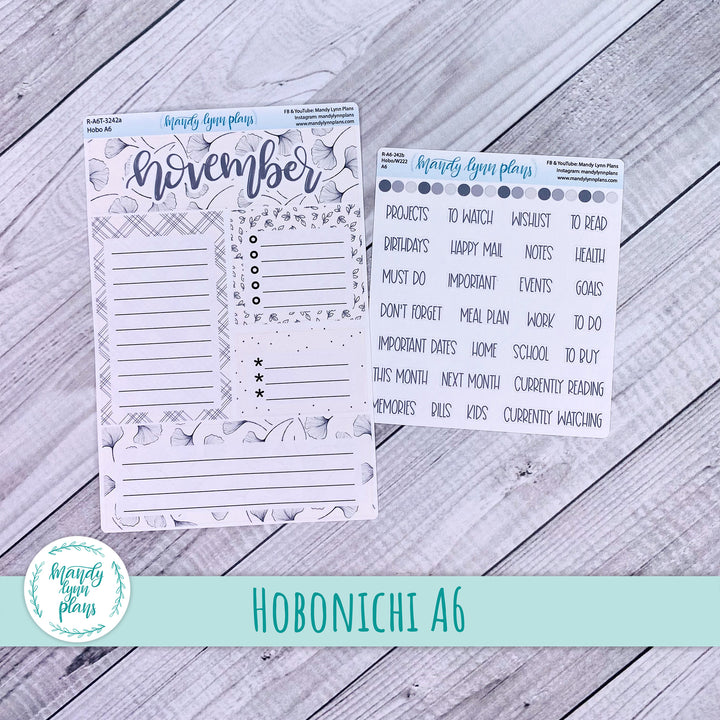 November A6 Hobonichi Dashboard || Simplicity in Bloom || R-A6T-3242