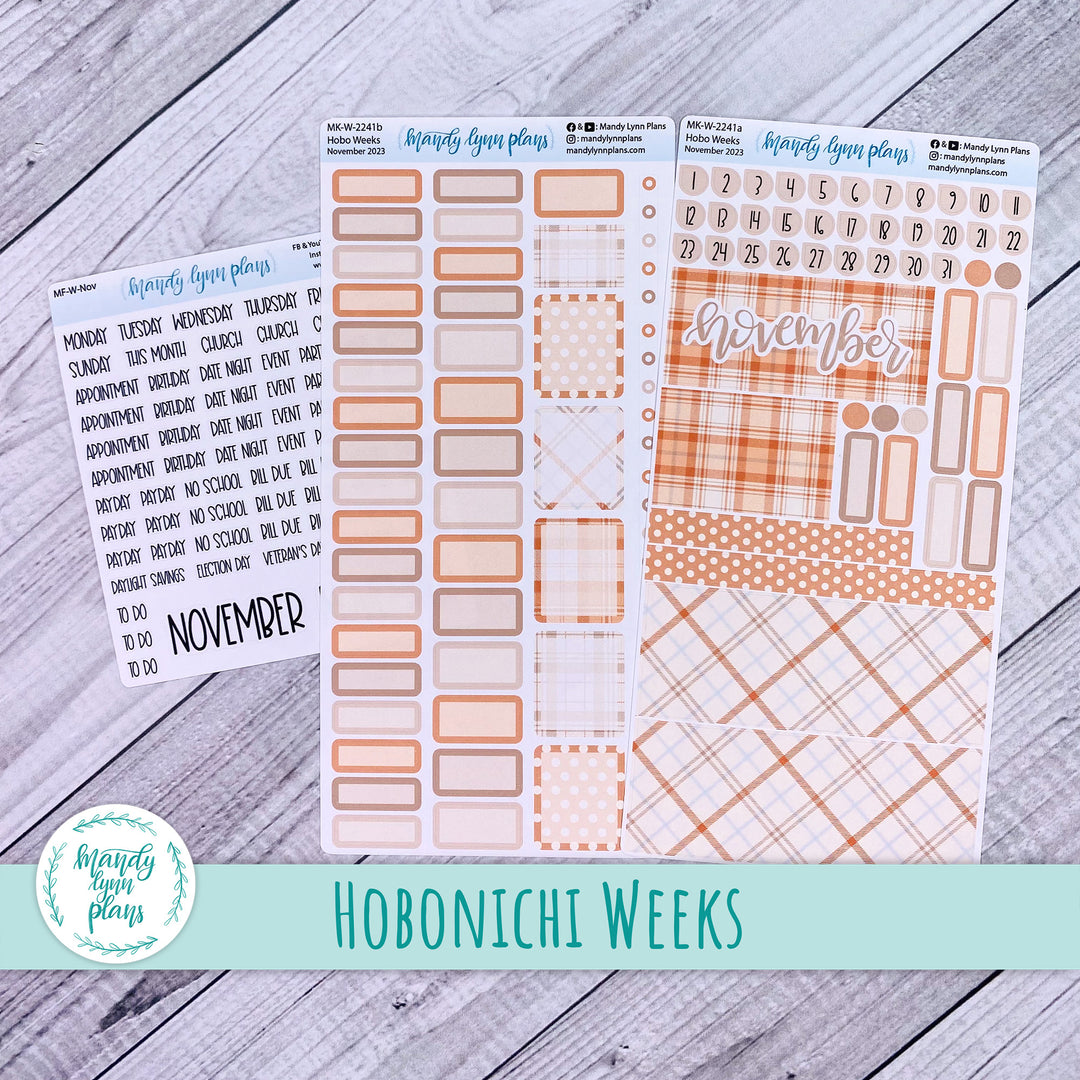 Hobonichi Weeks November 2023 Monthly Kit || Pumpkin Plaid || MK-W-2241