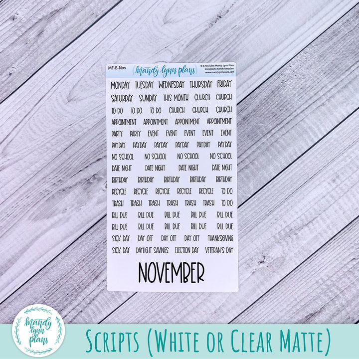 November 2023 B6 Common Planner Monthly Kit || Crisp Autumn || MK-SB6-7240