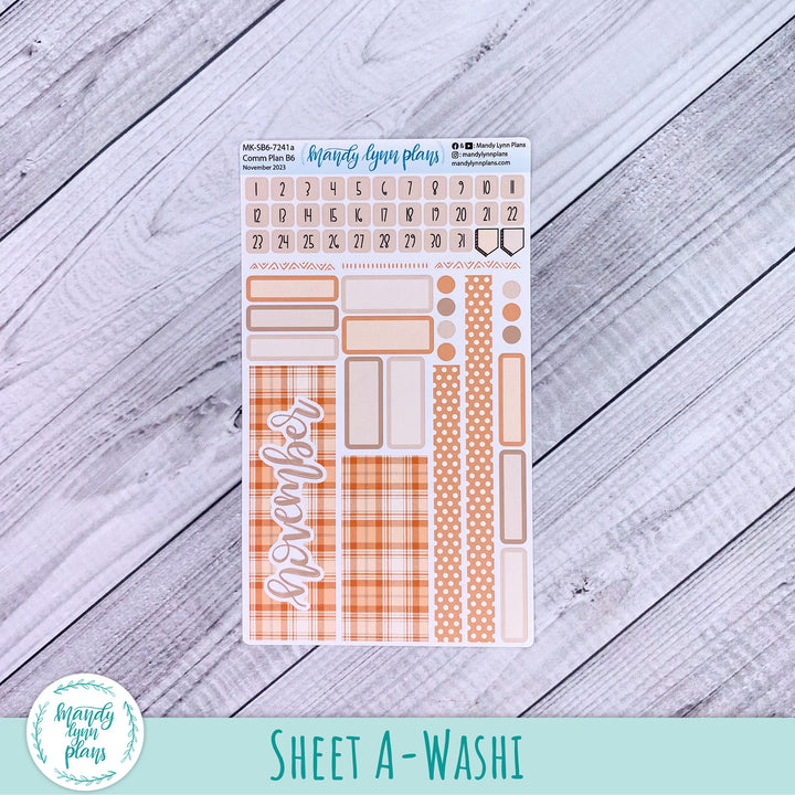 November 2023 B6 Common Planner Monthly Kit || Pumpkin Plaid || MK-SB6-7241