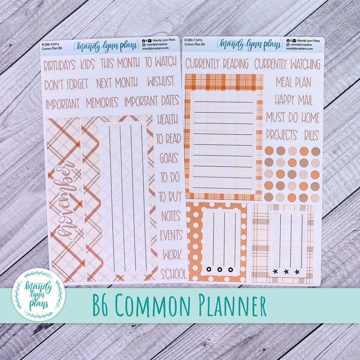 November B6 Common Planner Dashboard || Pumpkin Plaid || R-SB6-7241